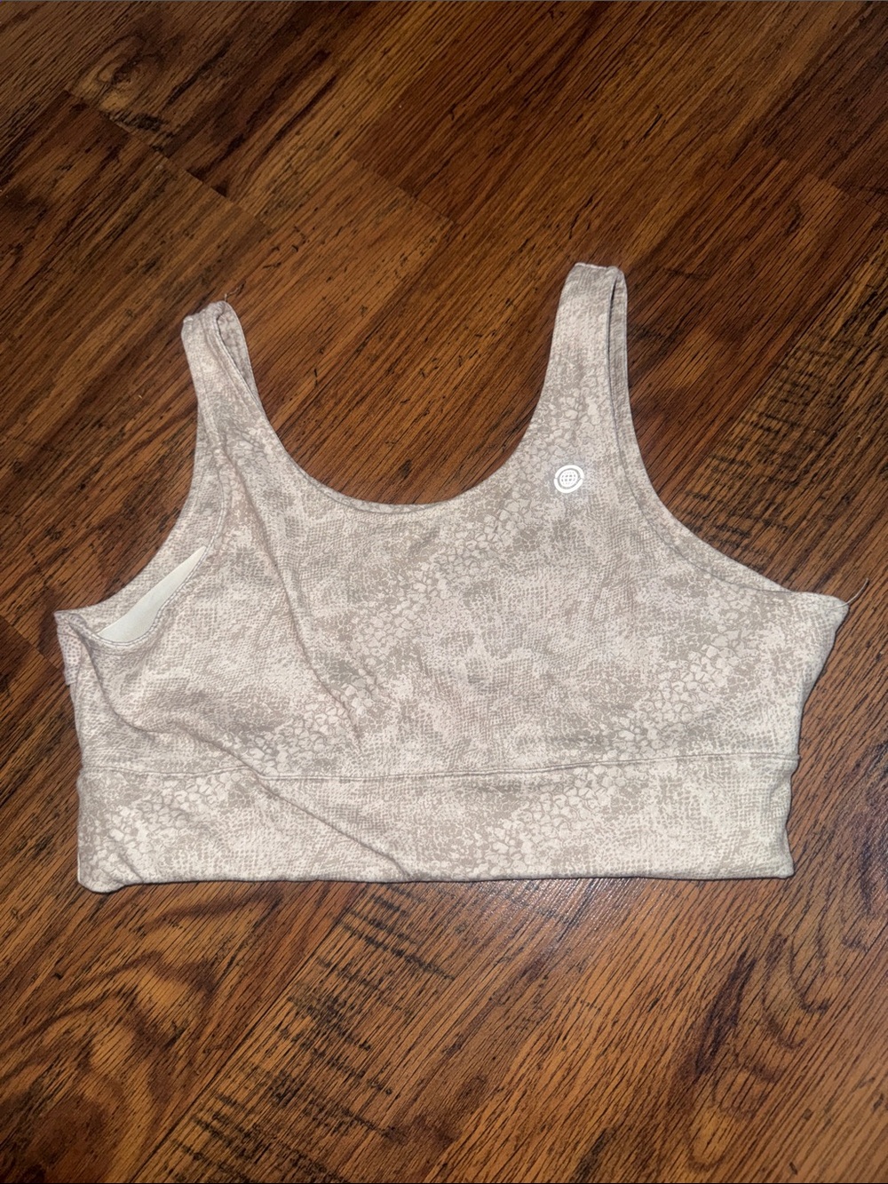 Max Studio Beige Snake-Pattern Sports Bra
